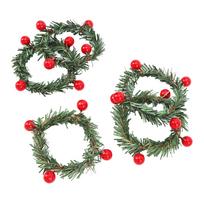 12Pcs Xmas Candle Rings Mini Wreaths Bulk for Pillars Tapers Artificial Berry with Grass Holiday black