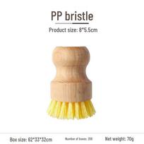 Sizalio ir kokoso pluošto puodo šepetys su trumpa medine rankena ekologiškam virtuvės valymui Unpackaged beige