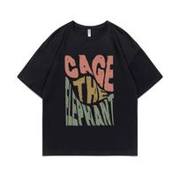 Limited Cage The Elephant Pritn Tshirt Short Sleeve Men Women Fashion Casual Oversized T-shirts Tops Men's Hip Hop Streetwear 2XL black