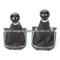 Suderinamas pavarų perjungimo svirties dangtelis Volkswagen Golf 5/6, Jetta V/VI, MK5/MK6, senas Sagitar 6-speed [Black Stitching]