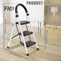 Extension Ladder Step Ladder, 3 Folding Stool, Multi-Purpose Collapsible for Home or RV Outdoor Work, Heavy Duty 330 lbs Load (White, Red) Foldable balta