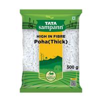 Tata Sampann High Fibre Thick Poha 500g Wholesome Flattened Rice For Healthy Breakfast Snack yellow