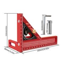 3D daugiakampis matavimo liniuotė Medienos apdirbimo kampainis transportyras Trikampis matavimo įrankis 2-in-1 dailidės kampainio rinkinys red