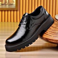 Leather Shoes Men's Hand Grab Round Head Youth British Style Casual Big Head Leather Shoes Low Top Fashion Wedding Shoes 46 black