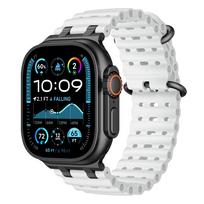 Silikoninė sportinė laikrodžio apyrankė Apple Watch Ultra 3/2 49mm 11 10 46mm 45mm 44mm Correa Apyrankė iwatch Series 9 8 7 6 SE Dirželis 46mm(Series 11 10) juoda balta spalva