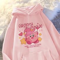 Madingi ir mielas Kirby animacinis spaudinys Vyriški moteriški džemperiai Pavasario ir rudens naujo stiliaus suaugusiųjų drabužiai Džemperis 110 rožinė