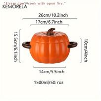 50 OZ ketaus puodas su dangčiu Keraminis moliūgo indas Helovino moliūgo keramika Desertinis puodas, nenaudoti ant atviros ugnies Mielas moliūgo dubuo