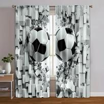 2 vnt. užuolaidų rinkinys Su futbolo raštu Universalios Patvarios Poliesterinės Be strypo Art Deco Šventinės Puikios Kambario užuolaidos Pagamintos W100*H160(CM)-Grommet top&1PCS