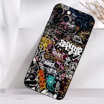 Šauni Grafičių MenoTelefono dėklas iPhone 16,15,14,13,12,11 Plus,Pro Max,XS,X,XR,SE,Mini,8,7 Telefonams, Minkštas Silikoninis Juodas Dangtelis iPhone14Plus