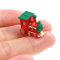 1:12 Dollhouse Miniature Wooden Train Mini Ornaments DIY Doll House Decor Accessories Kid Pretend Enjoy Toy great for daily use red