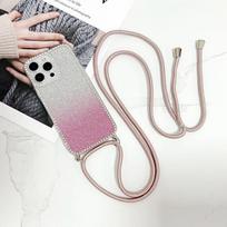 Dirželis Deimantinis Blizgantis dėklas Samsung Galaxy S25 Ultra S24 Plus S21 S22 S20 S23 FE A56 Atsparus smūgiams Crossbody dirželis Skaidrus dangtelis A05S gray