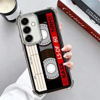 Vintage 90S Cassette Tape Pattern Plating Phone Case For Samsung A17 A07 A37 A57 A16 A56 A15 A55 A14 A54 A13 A53 A26 A36 A25 A35 Samsung A55 gray