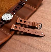 Vintage Leather Watch Strap 18mm 20mm 22mm 24mm Breathable Hole Hand Stitching Watchband for Men Women Replacement Wrist Belt 18mm ruda