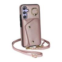 Odinė piniginė su žiedu ir užtrauktuku, telefono dėklas, skirtas Samsung Galaxy S26 Ultra S25 FE S24 Plus S23 S22 S21 Note 20, su dirželiu, dėklas Samsung S22 Plus