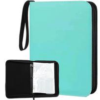 Card Storage Binder 400 Capacity Card Holder Album with Zipper Closure and Carry Handle for Trading Cards Game Cards and Collectibles One Size white