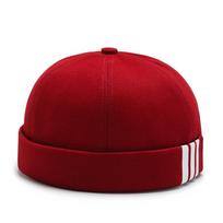 Cotton Beanie Hat Docker Cap No Brim Round Skull Cap Casual Streetwear Adjustable Fit Unisex Headwear for Daily Use and Outdoor Activities One Size red