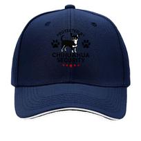 Chihuahua Security Baseball Cap  Adjustable Snapback Lightweight  Black with White Paw Prints   Sandwich Baseball Cap One Size black