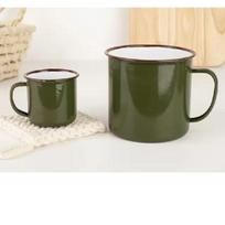 Army Green vintage Enamel Mug Forces Military Coffee Mug Tea old Chinese Mug Office Mug 6X6cm without lid brown