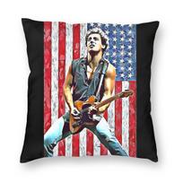 Bruce Springsteen The Boss Square Pillowcase Polyester Linen Velvet Printed Zip Decor Throw Pillow Case Home Cushion Cover Short plush 70*70(CM)-1Pcs gray