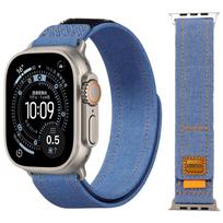 Džinsinis nailoninis dirželis Apple Watch Ultra 3-2-1 49mm 11 10 46mm 42mm pintas apyrankės iWatch 9 8 7 6 5 4 SE 45mm 44mm 41/40mm juosta Ultra 3-2-1 49mm white