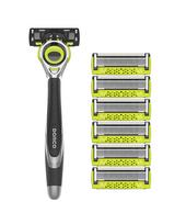 Face 3D Motion Skin-Close 7-Blade Razor Set (1 Handle + 7 Blades Total) yellow