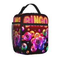 Bingo Balls Paper Game Insulated Lunch Tote Bag for Office  Reusable Cooler Thermal Spacious Food Bag One Size black