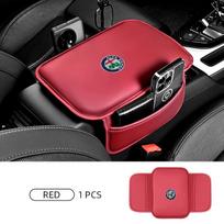 Car Seat Armrest Box Protector Cushion Storage Box Cover Pad For Alfa Romeo Giulia Stelvio Junior Tonale 33 Stradale 4C Giu MV8 raudona