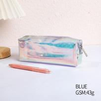 Shiny Transparent Pencil Case Holographic Laser Pencil Pouch Stationery Pouch  School Supplies mėlyna