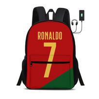 Ronaldo Vaikiškos mokyklinės kuprinės CR Futbolo Žvaigždės Kuprinė su USB sąsaja Krepšys moksleiviui Kuprinė Futbolo Sporto Kuprinė Vaikų Dovana