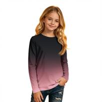 Kids' Round Neck Long Sleeve Gradient Print T-Shirt for Casual Everyday Wear 130 brown