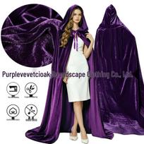 Juodo aksomo Mirties kaukės Helovino kostiumo apsiaustas 170CM with hood tamsiai violetine spalva