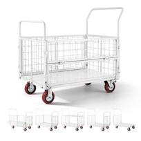 VEVOR Platform Truck Cart with Cage, 2000 lbs Capacity, 6-in-1 Foldable Flatbed Cart with Swivel Wheels, Heavy Duty Hand Truck