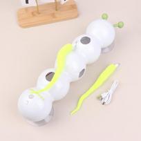 Caterpillar Interaktyvus žaislas katėms, judesiu aktyvuojamas, kirmėlės formos stulpelis, įkraunamas, automatinis žaidimų žaislas katėms su uodegėle A1 white