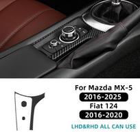 Real Soft Carbon Fiber For Mazda MX-5 MX5 Miata Roadster ND ND2 MK4 2015-2025/Fiat 124 2016-2020 Car Gear Shift Button Sticker Black Carbon gray