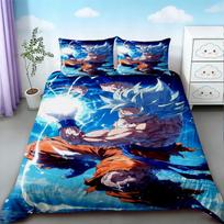 Antklodės užvalkalas Dragon Ball Lovos komplektas Anime Goku Antklodė Lovos patalynė Viengulis Twin Pilnas Karalienės Dydis Vaikams Suaugusiems Berniukams Dovana Patogus 140*200cm/55x79in Single/Twin 3pcs blue