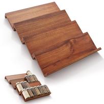 Bamboo & Acacia 4-Tier Spice Rack – Multifuntional Kitchen Storage Box