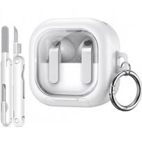 Samsung Galaxy Buds4 / Buds4 Pro Case with Carabiner and Cleaning Kit, White