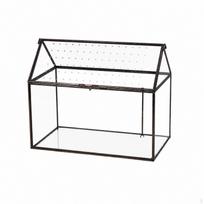 Glass Terrarium with Brass Frame Sturdy Geometric Tabletop Planter Miniature black