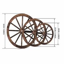 Vintage Wooden Wagon Wheel Wall Decor Rustic Farmhouse Decor for Living Room Bedroom Bar Indoor Hanging Ornament Natural Wood Finish 25*25*0.5cm