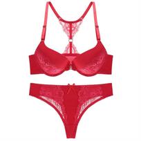 Artdewred Sexy Push Up liemenėlė ir kelnaitės, priekyje užsidaro, besiūliai apatinių komplektai, skirti moters grožiui 34C raudona