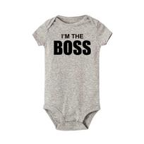I'm The Boss Print Juokingas naujagimio medvilninis šliaužtinukas kūdikiui mielas kombinezonas Bodysuit 9M pilka