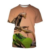 Juokingas vabzdys Mantis 3D spausdinimo marškinėliai berniukams Madingi gyvūnų Mantodea marškinėliai Laisvalaikio gatvės apranga Vaikams T-shirt Per dydžio marškinėliai Viršūnės S brown