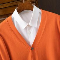 V-neck Cardigan Men's Sweater Loose Korean Version of The Trend of All-match Sweater Jacket Top Cardigan XL oranžinė