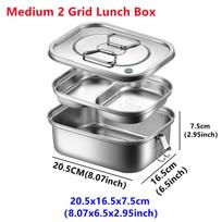 304 Stainless Steel Lunch Bento Box,For Kids Adults Portable Double Layer Sealed Bento Box,Insulation Food Storage Picnic Box gray