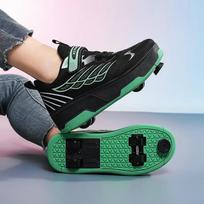 Inline Roller Skates Children Removable Wheeled Shoes Skate Girl 4 Wheels Powerslide Skates Children's Sneakers Shoes With Wheel 40 black
