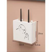 Home Living Room TV Set-Top Box Rack Wall-Mounted Wifi Blocking Bracket Punch-Free Router Storage Box KTY white