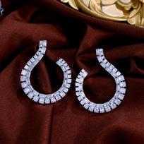 Light Luxury Micro-Inlaid Zircon Premium Earrings Needle Full Diamond Earrings Stud Earrings brown