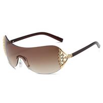 Polarized Light Glasses Rimless Punk Sunglasses Women Men Technological Sence Brand Sun Glasses Outdoor Lady Man Glasses UV400 brown