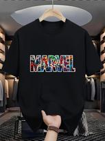 Marvel vyriški marškinėliai, Laisvalaikio trumpomis rankovėmis marginti vyriški drabužiai, Madingi, Sportiški ir Trendiški gatvės stiliaus marškinėliai vyrams 3XL black