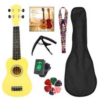 Professional Ukulele Set with Bag Wood Ukelele Kits for Starter Student Kids Adults, 21Inch Wood Ukulele for Beginner beige